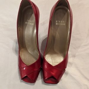 Stuart Weiztman shoes women's Candy red open toe dress shoes size 6.5